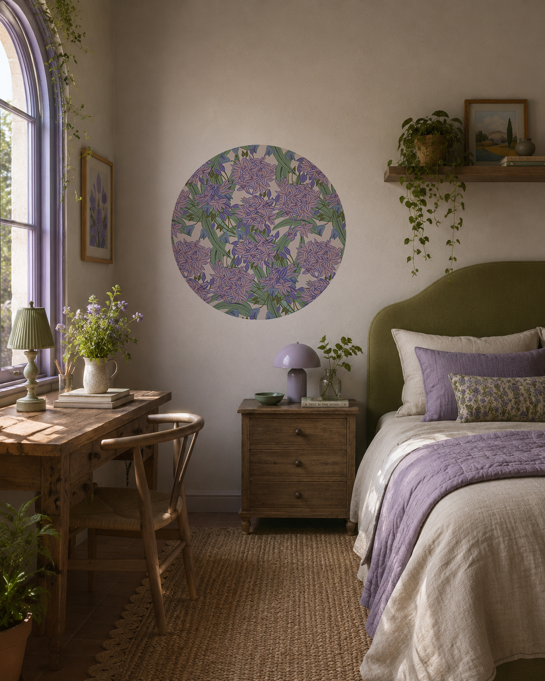 DESIGNER COLLECTIVE Pattern No 66227 by Josephine Lorelle Design - Agapanthus circle mural roomset image