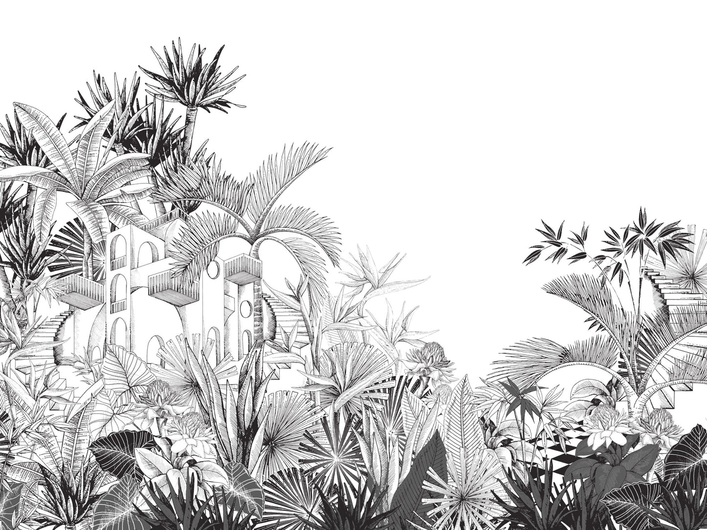 TROPICAL HOUSE Wallpaper Pattern No 688153