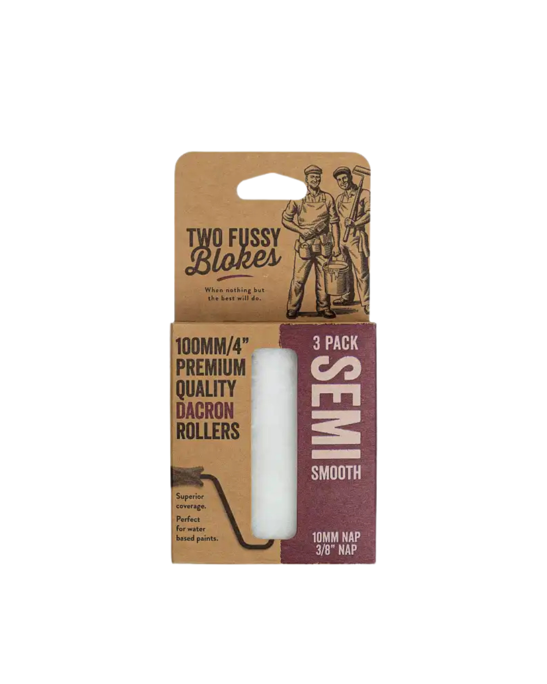 Two Fussy Blokes 100mm Semi Smooth Mini Dacron 10mm Nap 3 pack