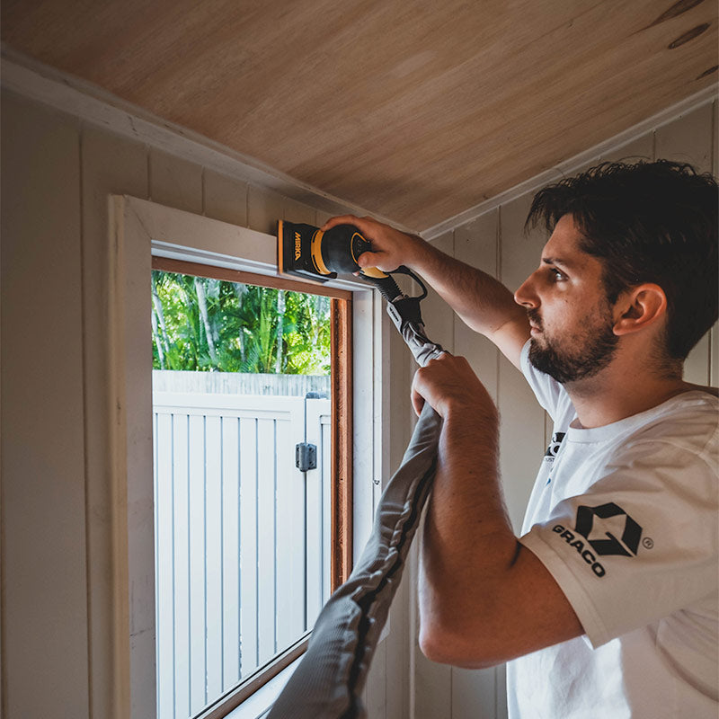 Mirka DEOS sanding window sill