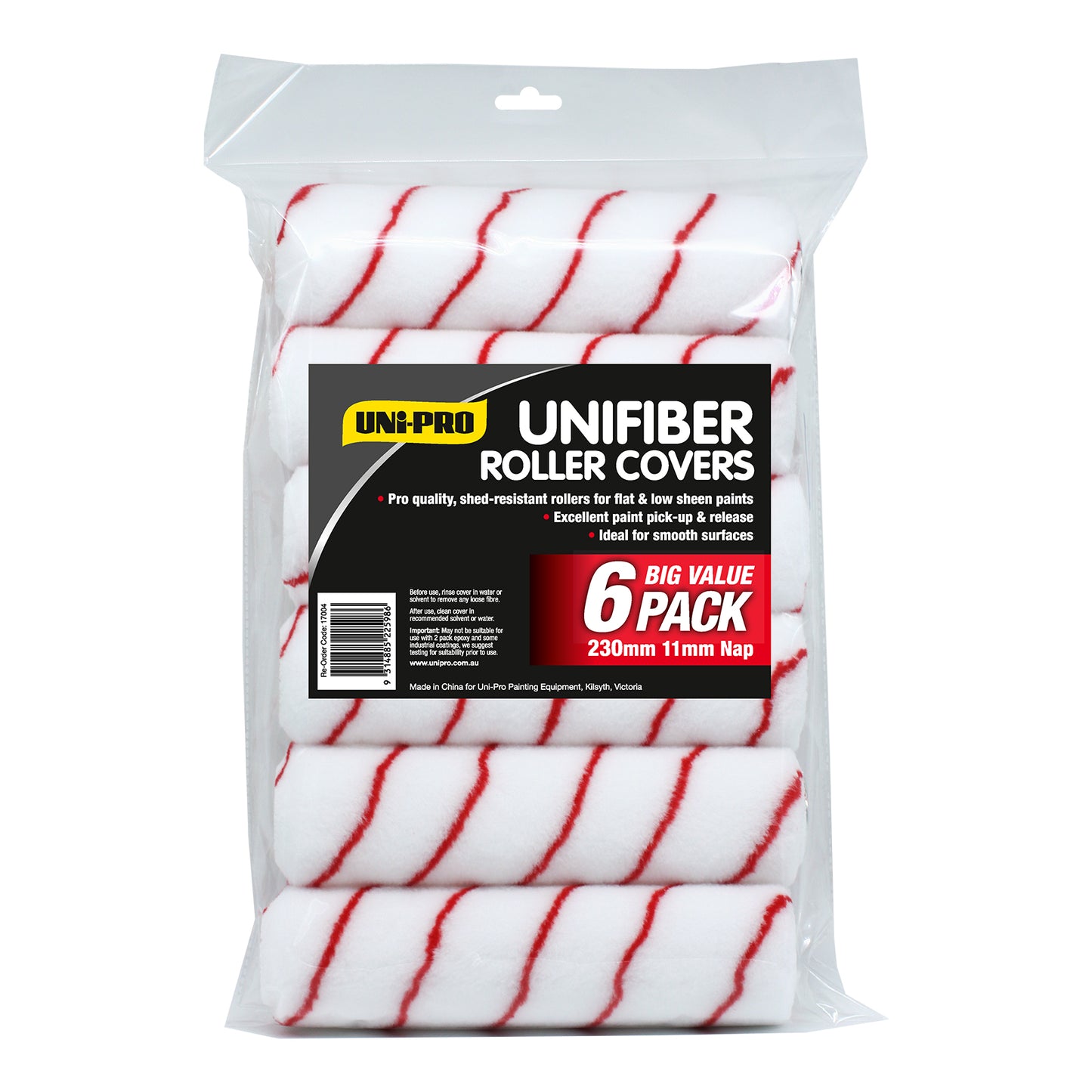 Unifiber Roller Covers 11mm nap 6 pack