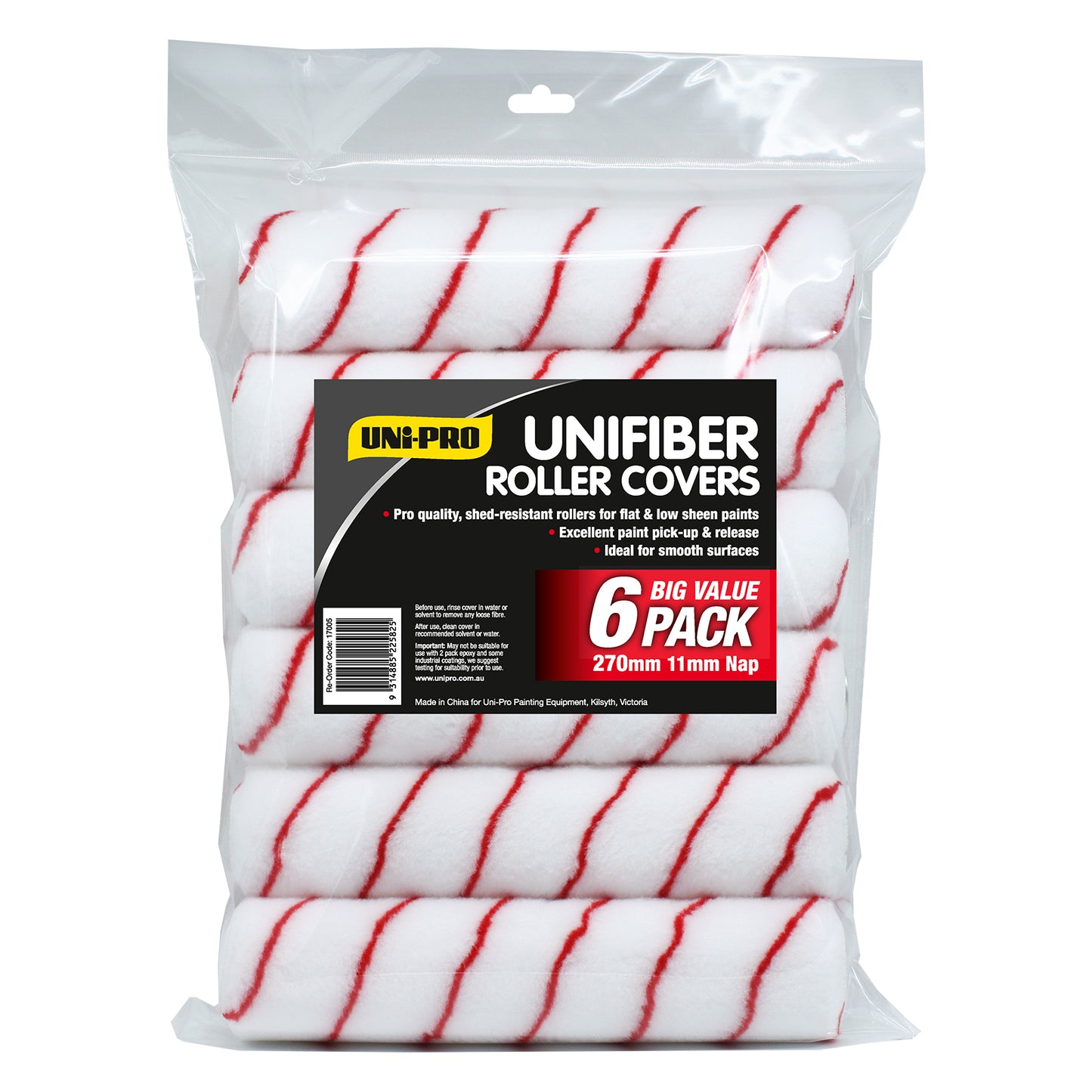 Unifiber Roller Covers 11mm nap 6 pack