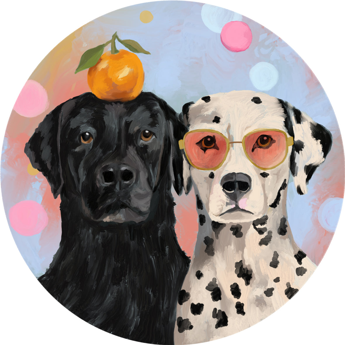 DESIGNER COLLECTIVE Pattern No 66224 by Designs by Josie Art - Paws and Polka Dots circle mural swatch