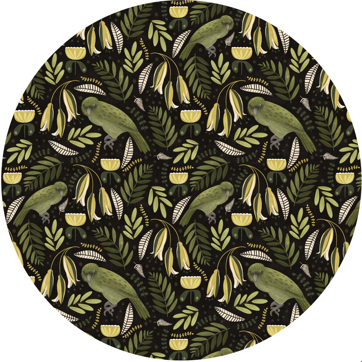 DESIGNER COLLECTIVE Pattern No 66230 by Mel Armstrong Design - Kakapo circle mural swatch