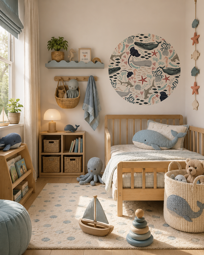 DESIGNER COLLECTIVE Pattern No 66231 by Mel Armstrong Design - Sea Sounds circle mural roomset image