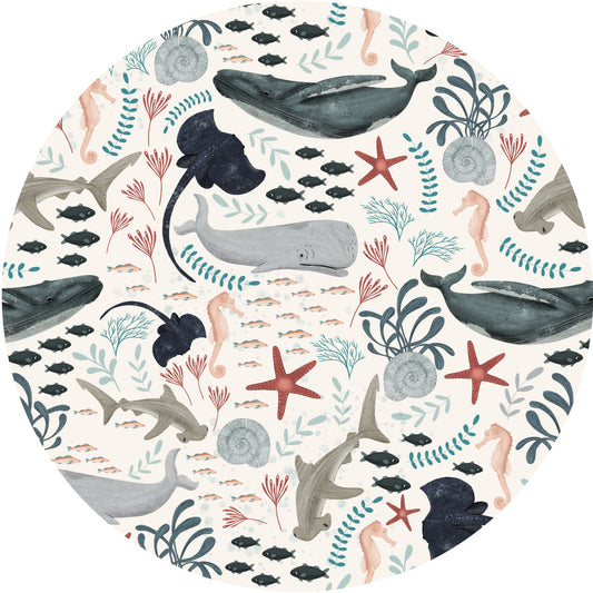 DESIGNER COLLECTIVE Pattern No 66231 by Mel Armstrong Design - Sea Sounds circle mural swatch