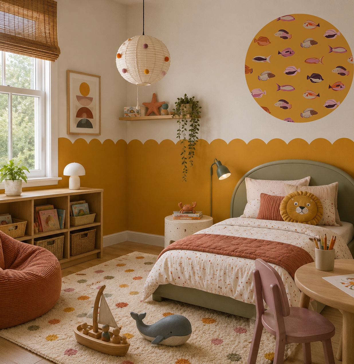 DESIGNER COLLECTIVE Pattern No 66232 by Penny Megan Design - Tropical Fish circle mural roomset image