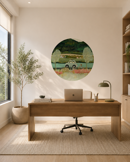 DESIGNER COLLECTIVE Pattern No 66234 by Katherine Quinn Illustration - Bugs on the Move circle mural roomset image