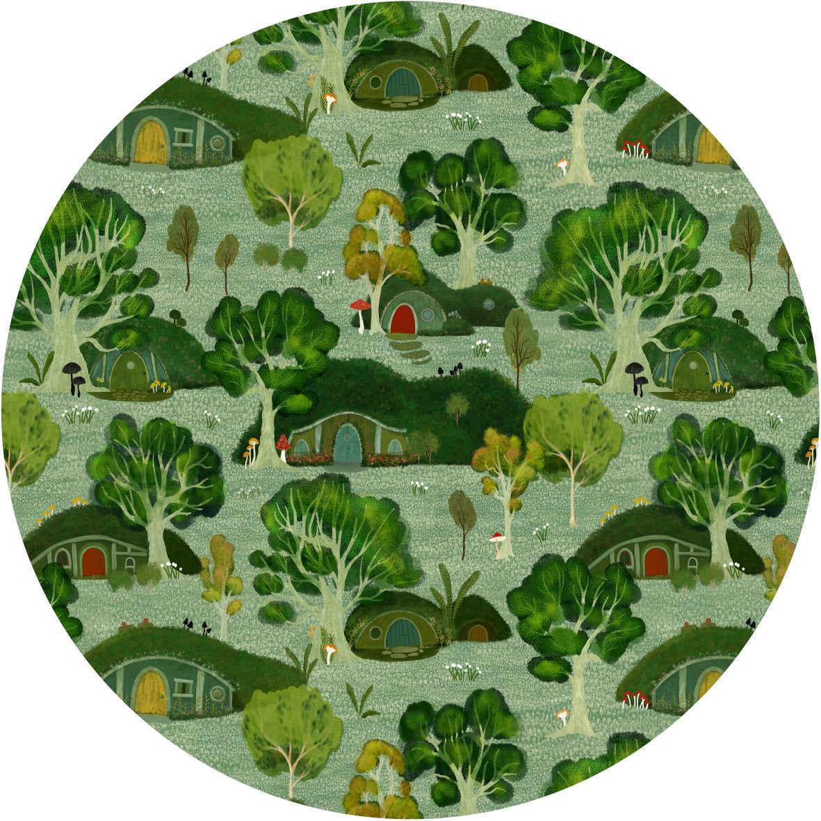 DESIGNER COLLECTIVE Pattern No 66235 by Katherine Quinn Illustration - House Hills circle mural swatch