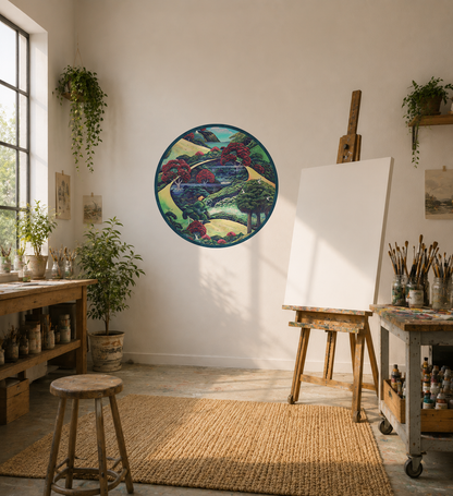 DESIGNER COLLECTIVE Pattern No 66236 by Saddleback Studios - Pukerua Bay circle mural roomset image