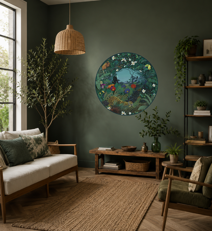 DESIGNER COLLECTIVE Pattern No 66237 by Saddleback Studios - Tiger Talks circle mural roomset image