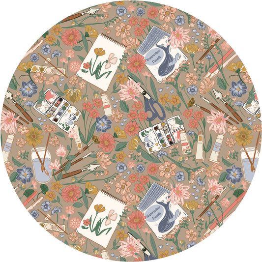 DESIGNER COLLECTIVE Pattern No 66238 by Sue Thomson Creative - Botanical Artists Desk circle mural swatch