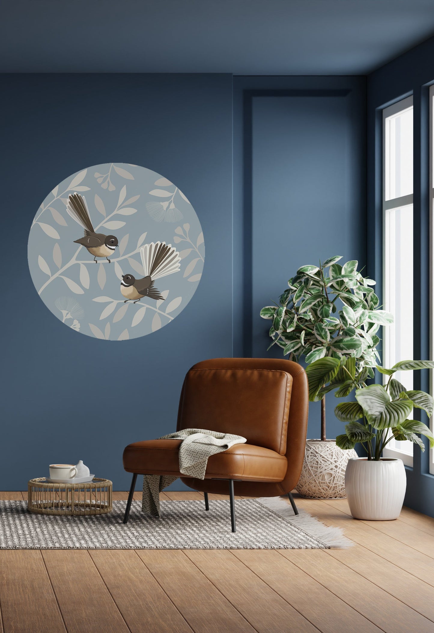 DESIGNER COLLECTIVE Pattern No 66245 by Cathy Hansby - Fantail Pair circle mural roomset image