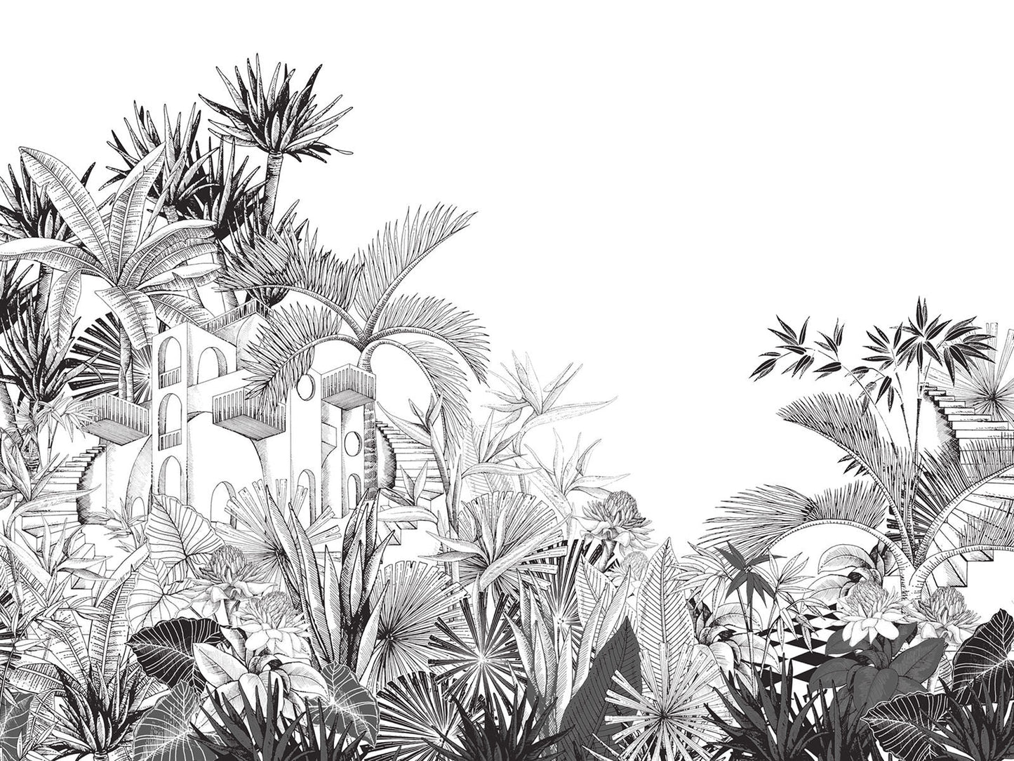 TROPICAL HOUSE Wallpaper Pattern No 688153
