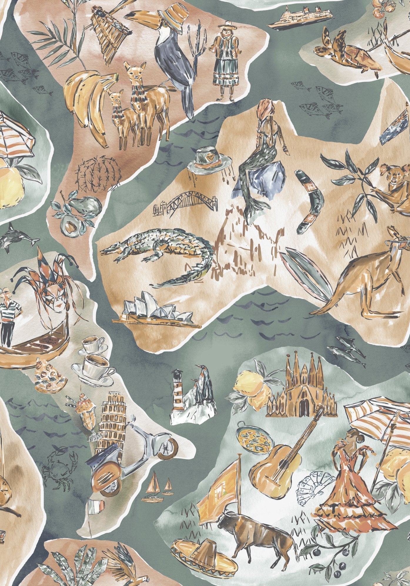 BRAND MCKENZIE Wallpaper Pattern No BMPP004/10A - Travel Map