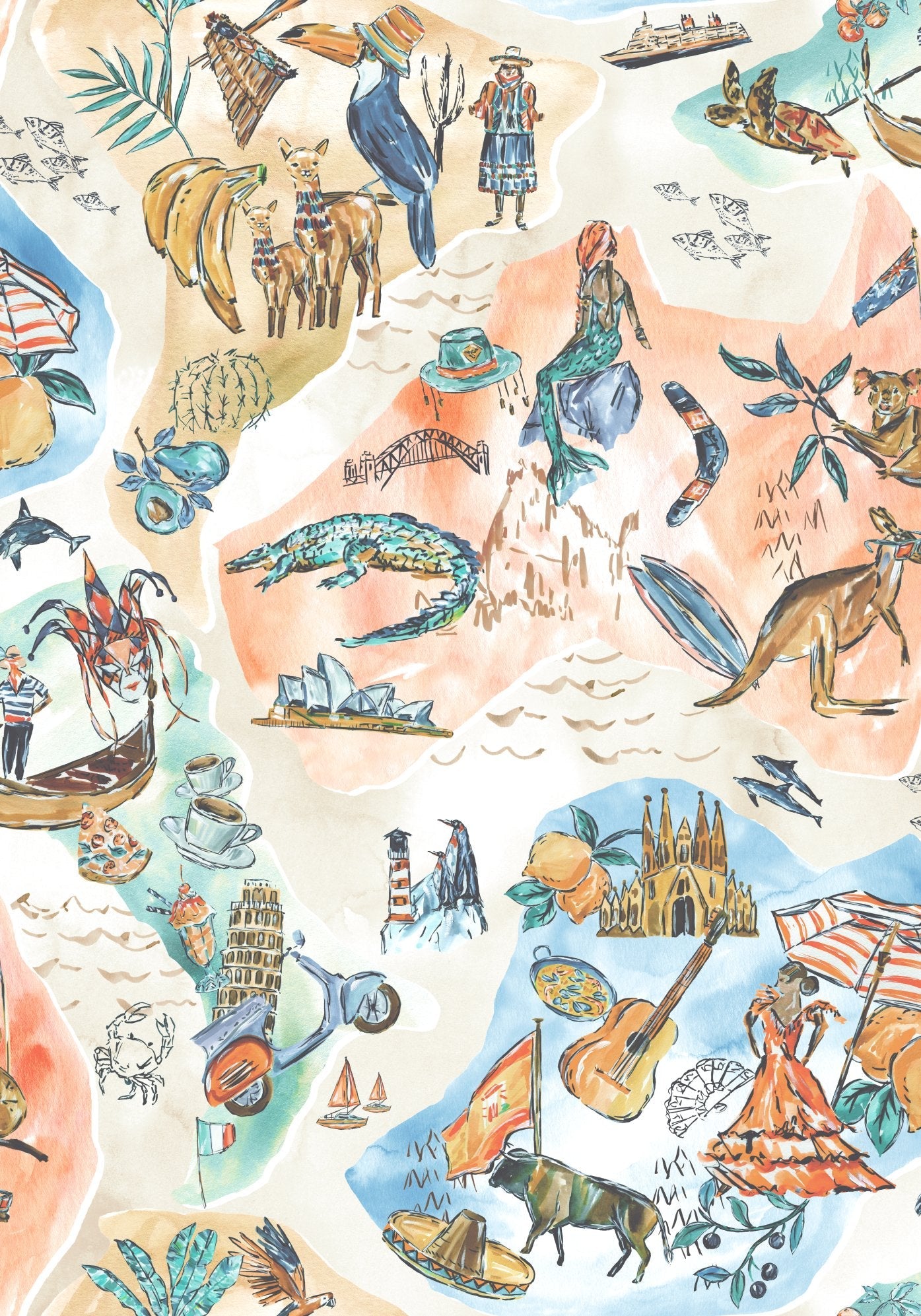 BRAND MCKENZIE Wallpaper Pattern No BMPP004/10B - Travel Map