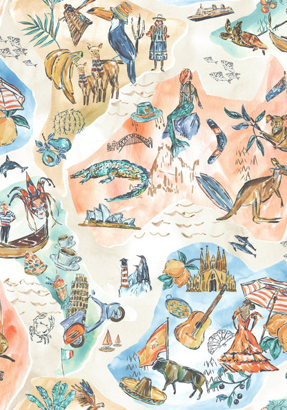 BRAND MCKENZIE Wallpaper Pattern No BMPP004/10B - Travel Map