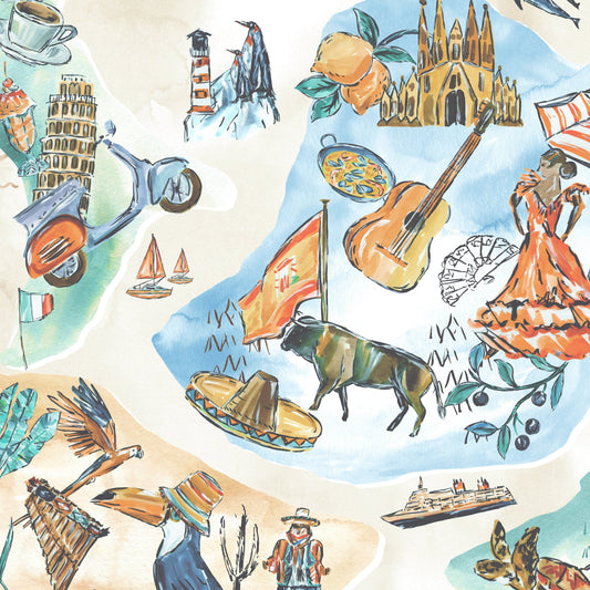 BRAND MCKENZIE Wallpaper Pattern No BMPP004/10B - Travel Map