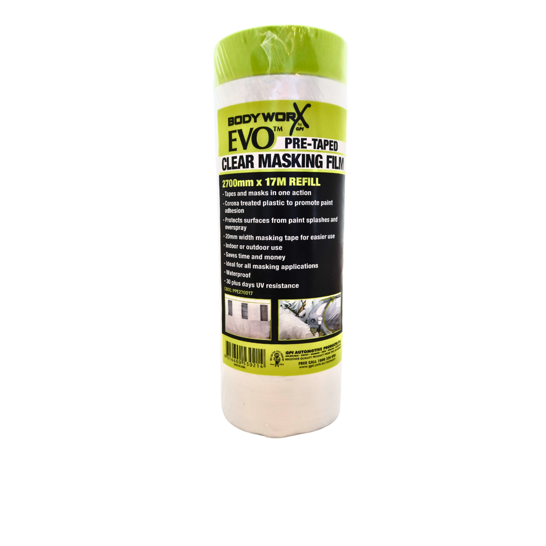 Bodyworx Evo pre-taped clear masking film