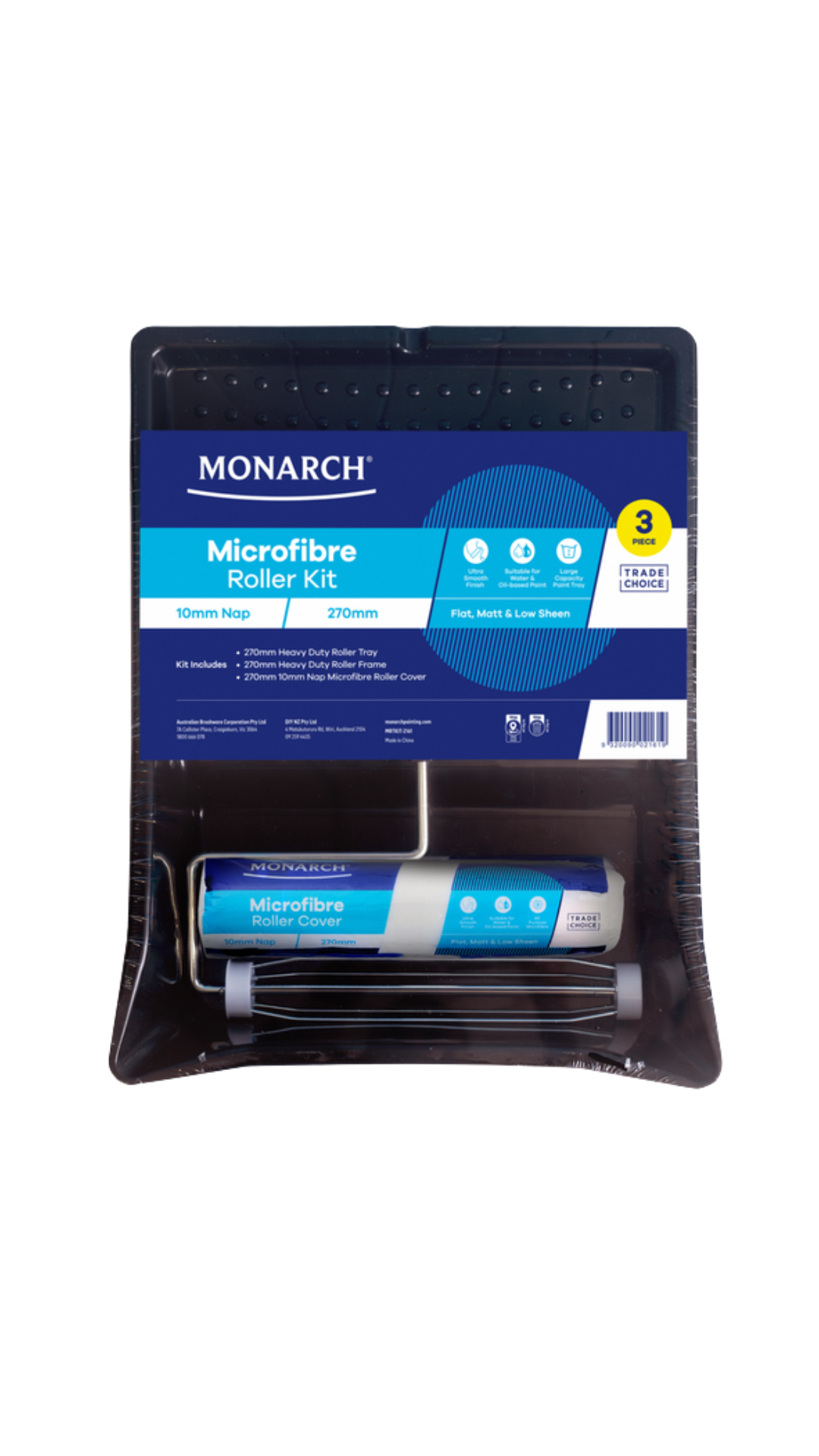 270mm Microfibre Heavy Duty Roller Kit - 10mm Nap - 3PCE