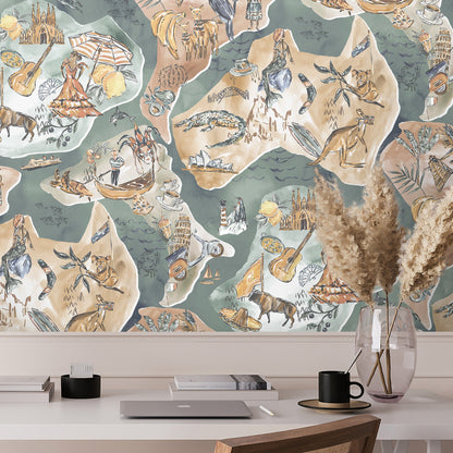 BRAND MCKENZIE Wallpaper Pattern No BMPP004/10A - Travel Map