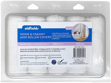 NOOK & CRANNY MINI ROLLER COVERS - 100MM X 10MM NAP 10 PACK