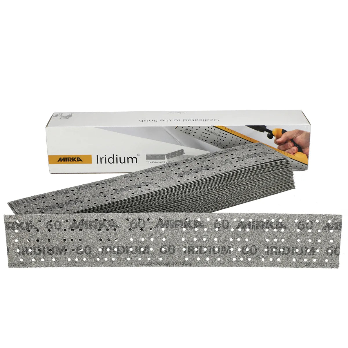 Mirka Iridium® - 70x400mm Perforated 140H Sheet Abrasives Range