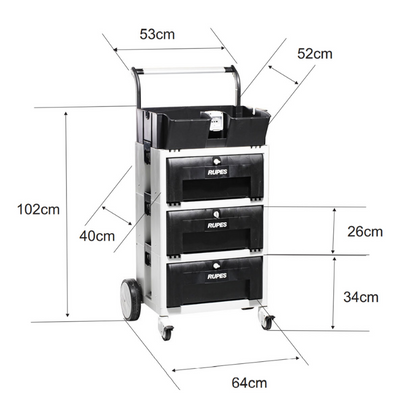 Rupes Carrier System – Polishing Trolley With 3 Drawers